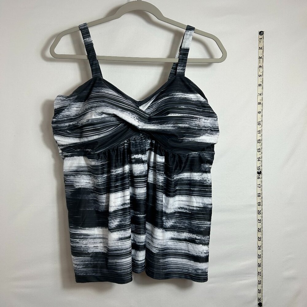 LALAGEN black and white plus size‎ built-in padded bra tankini top XXL
